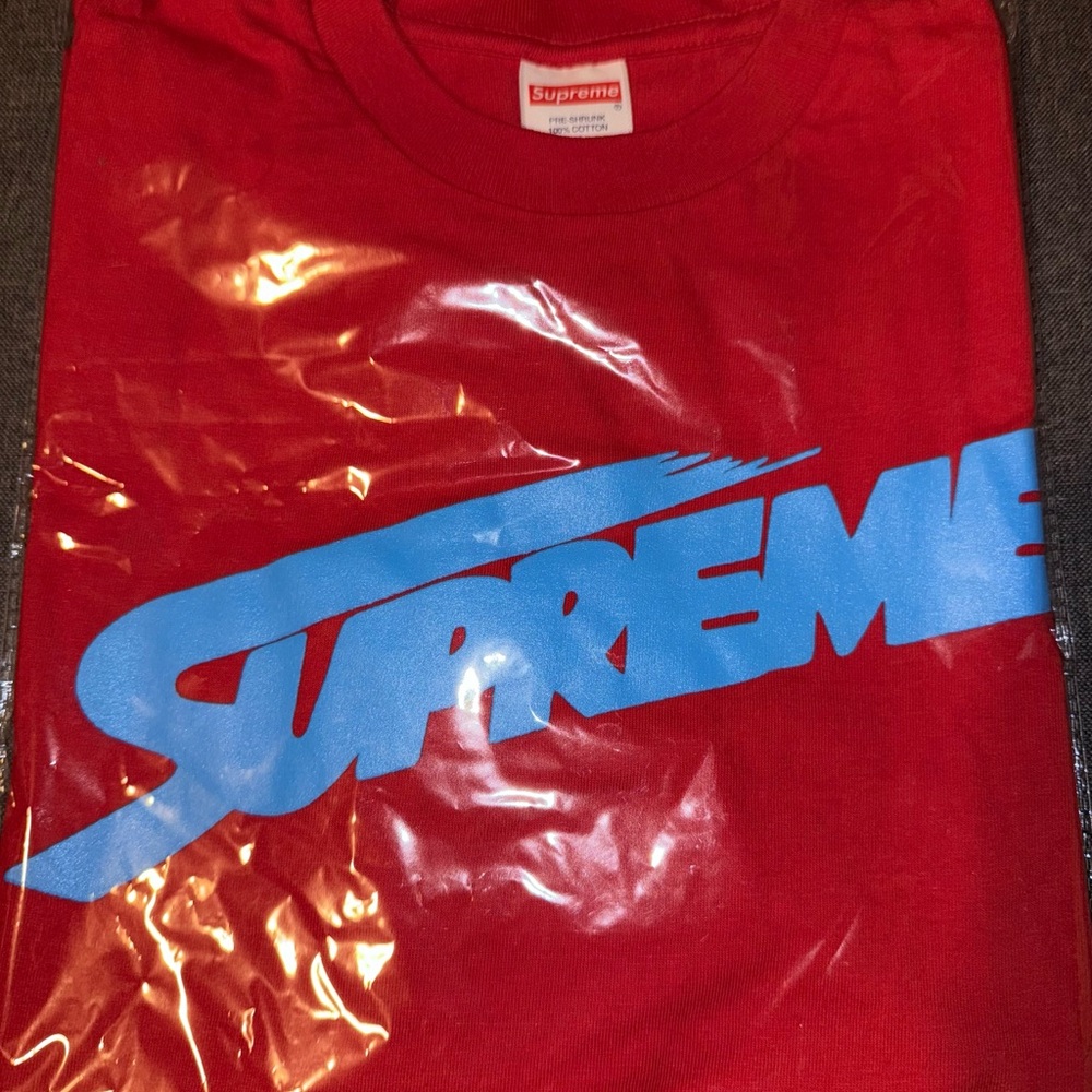 Supreme Red T-Shirt with Blue Logo